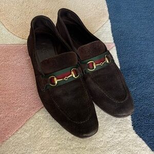 Vintage Brown Suede Gucci Loafers sz39